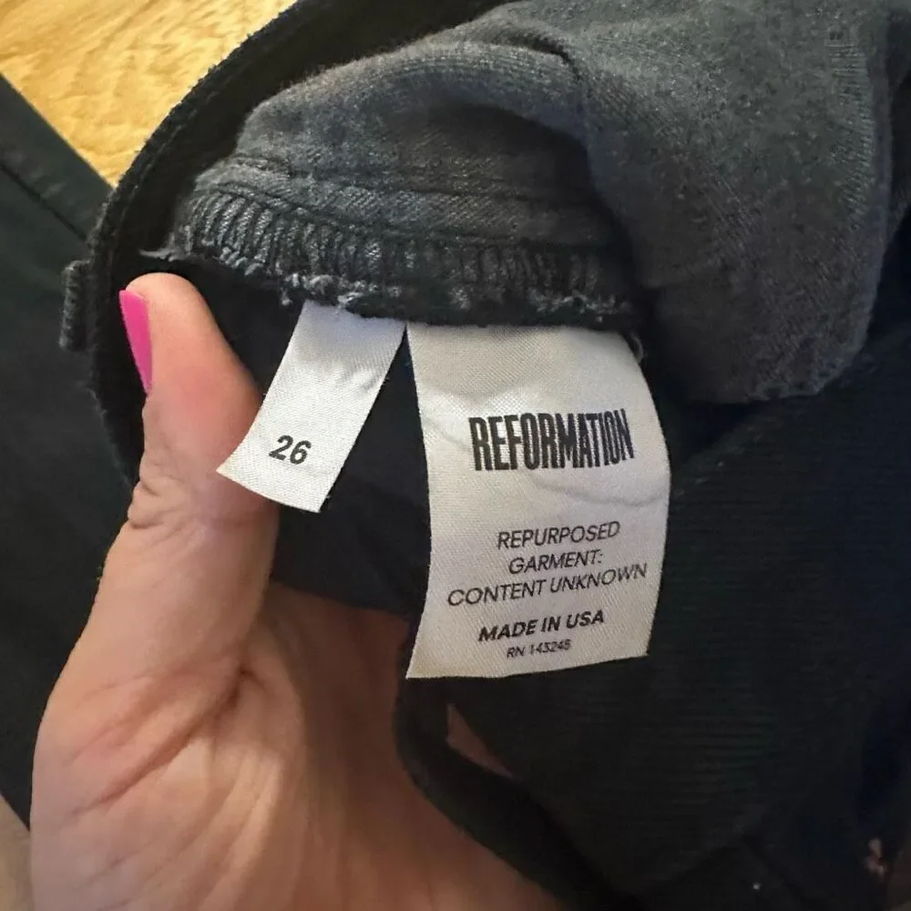 Reformation x Levi’s repurposed jeans button fly black raw hem 26